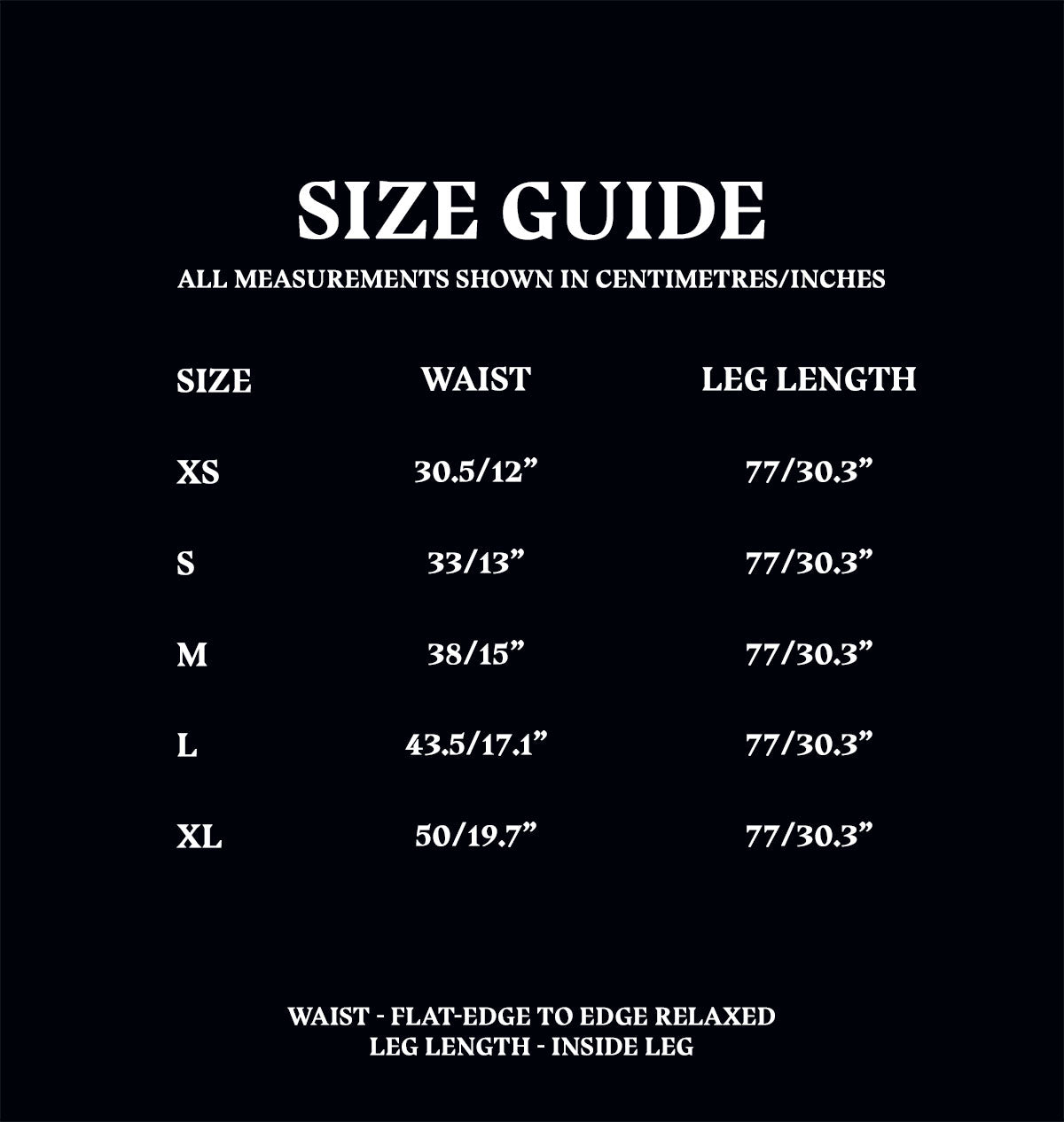 Pyjama Bottoms Size Guide