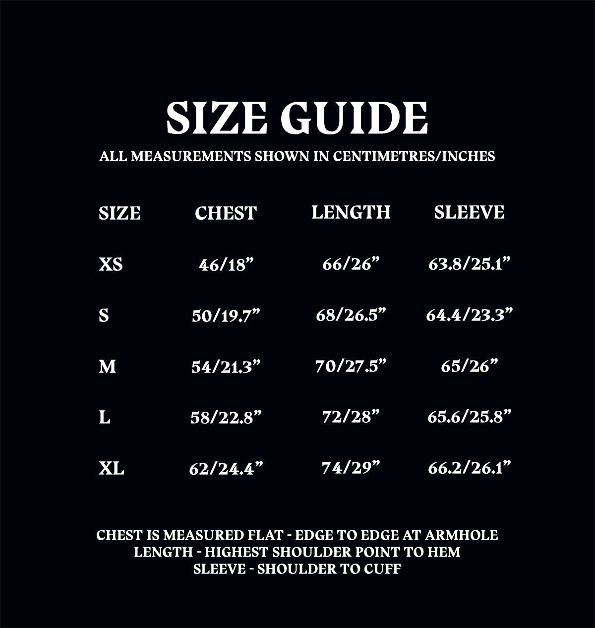 Pyjama Top Size Guide